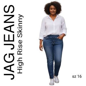 JAG JEANS High Rise Skinny Soft Stretchy Distressed Denim Pull On Blue Jeans